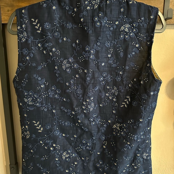 India Navy Blue Top Vest with Embroidery - Picture 3 of 4